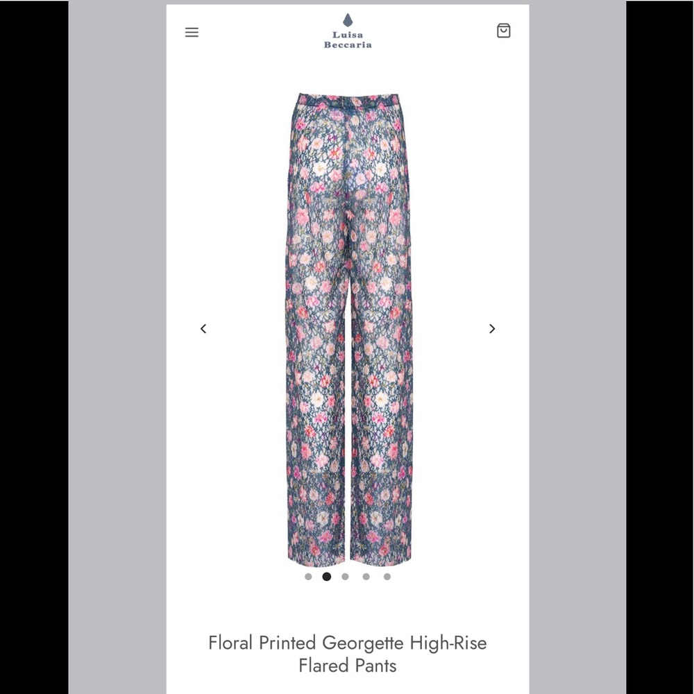 Luisa Beccaria Floral Printed Georgette High-Rise Flared Pants